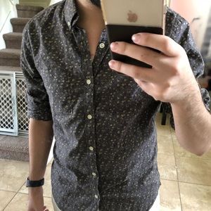 Lucky Brand blue-grey floral button up shirt